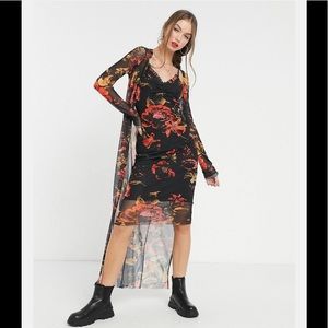ASOS Hope & Ivy 90s Slip and Duster Set in Black Floral